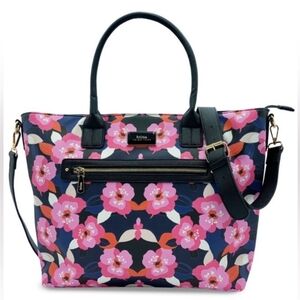Trina Turk Floral Design Large Tote Bag w/ Crossbody Strap Narcissus All Over